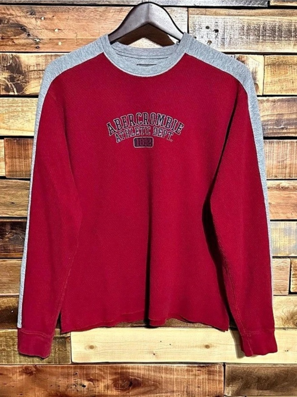 VTG Abercrombie & Fitch Athletic Dept 1892 Sweatshirt Maroon Gray XL Y2K Cotton